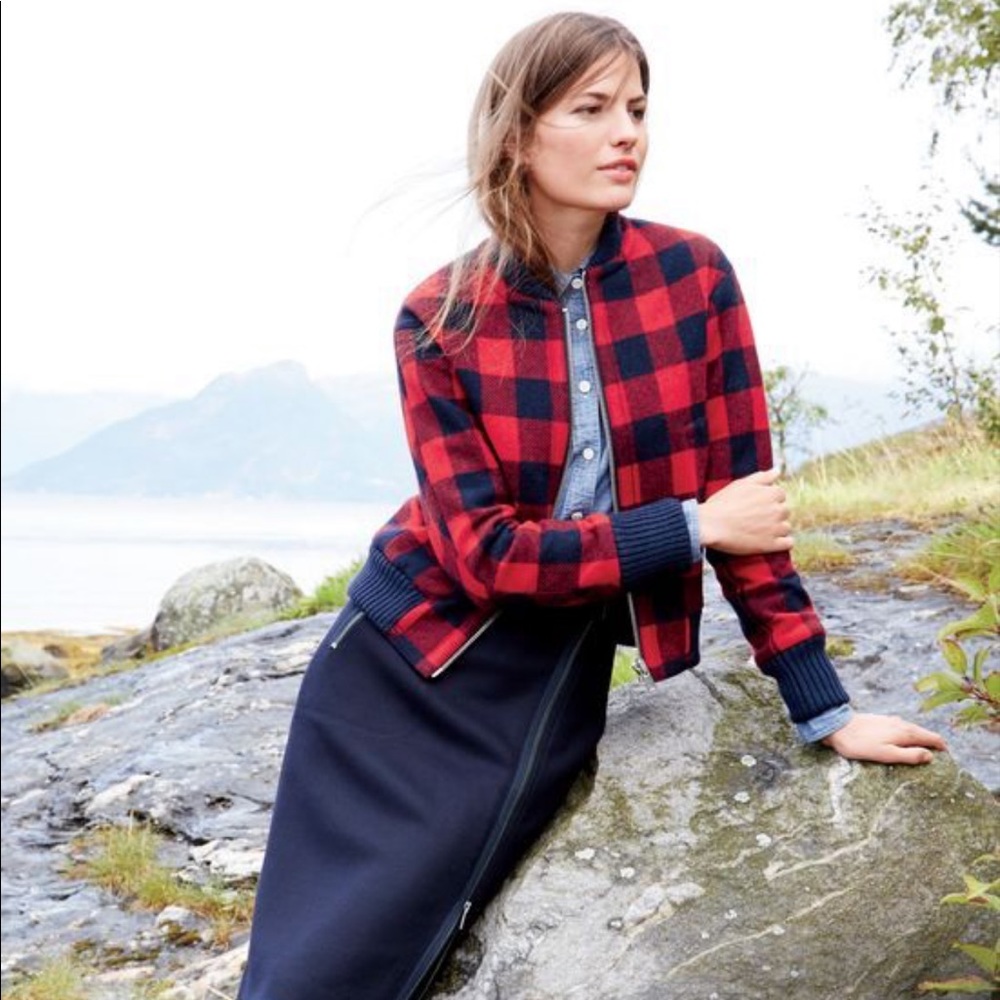 J. Crew Buffalo Plaid Bomber Jacket size 6